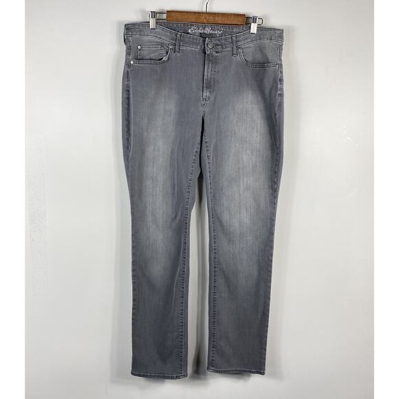 Eddie Bauer Size 16 Curvy Straight Leg Jeans Gray 5-Pocket - Picture 1 of 4